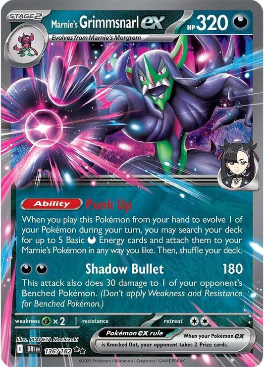 Marnie's Grimmsnarl ex - 136/182 Double Rare SV10: Destined Rivals