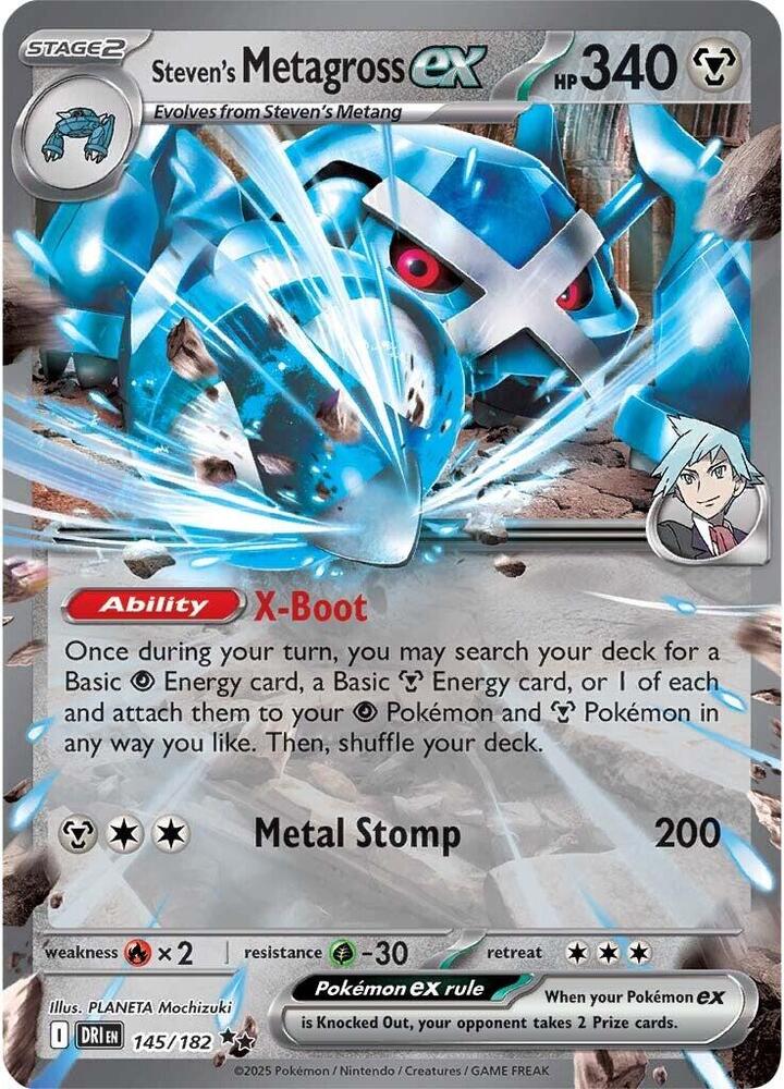 Steven's Metagross ex 145/182 Double Rare Destined Rivals Pokémon card