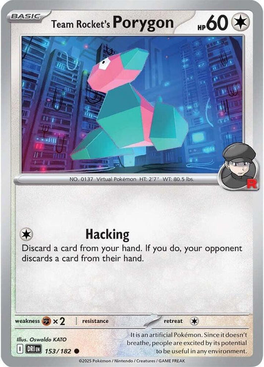 Team Rocket's Porygon 153/182 Common Destined Rivals Pokémon card