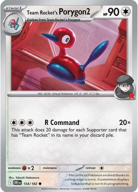 Team Rocket's Porygon2 154/182 Common Destined Rivals Pokémon card