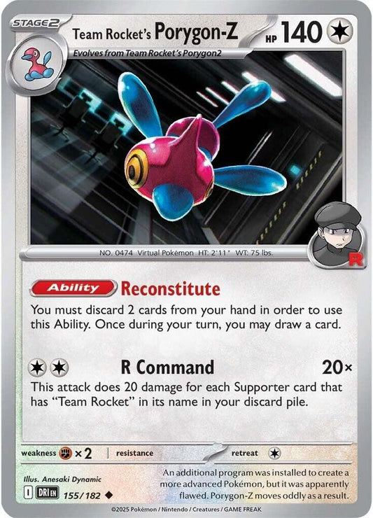 Team Rocket's Porygon-Z 155/182 Uncommon Destined Rivals Pokémon card