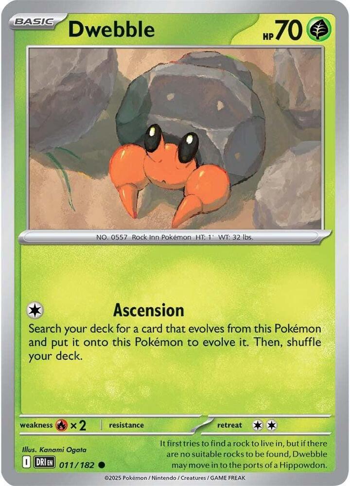 Dwebble 011/182 Common Destined Rivals Pokémon card