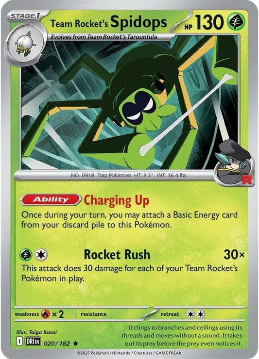 Team Rocket's Spidops - 020/182 020/182 Rare Destined Rivals Pokémon card