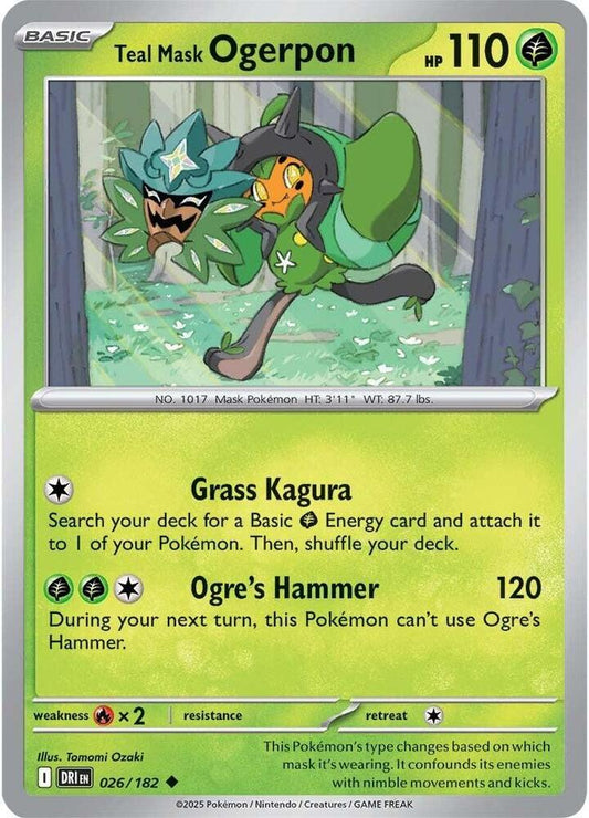 Teal Mask Ogerpon 026/182 Uncommon Destined Rivals Pokémon card