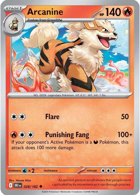 Arcanine 028/182 Uncommon Destined Rivals Pokémon card