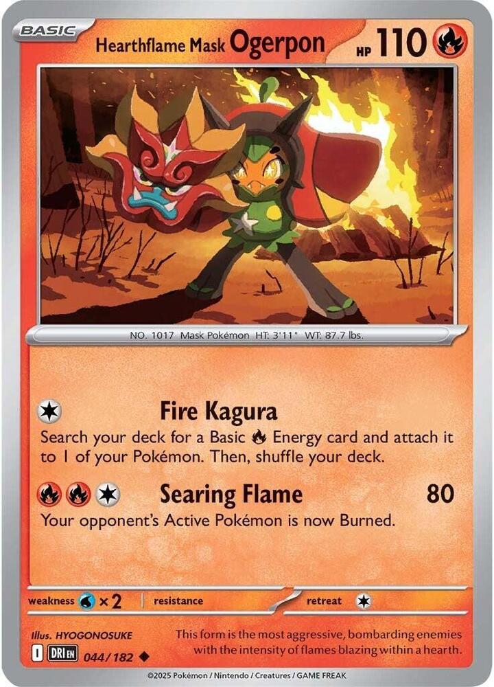 Hearthflame Mask Ogerpon 044/182 Uncommon Destined Rivals Pokémon card