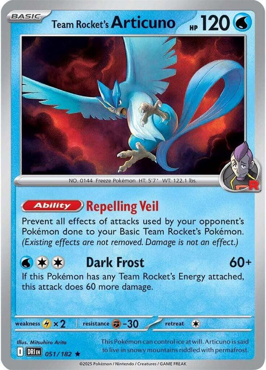 Team Rocket's Articuno 051/182 Rare Destined Rivals Pokémon card