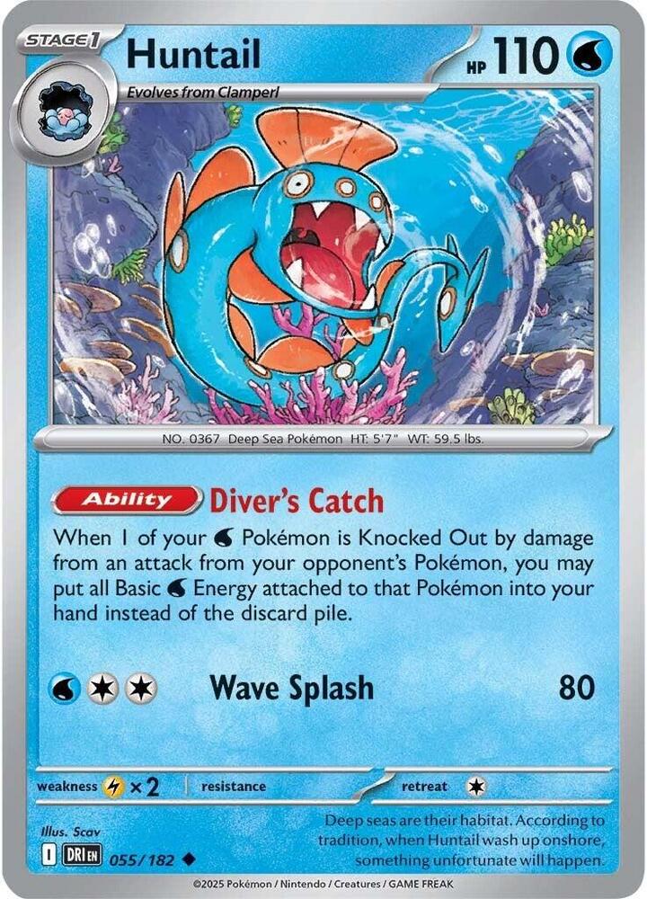 Huntail 055/182 Uncommon Destined Rivals Pokémon card