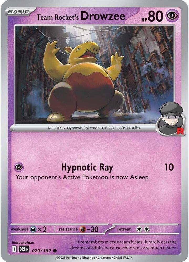 Team Rocket's Drowzee 079/182 Common Destined Rivals Pokémon card