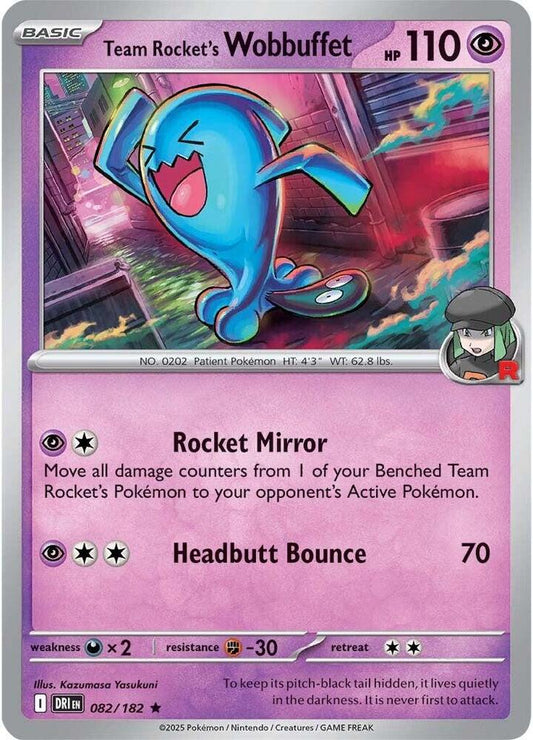 Team Rocket's Wobbuffet 082/182 Rare Destined Rivals Pokémon card