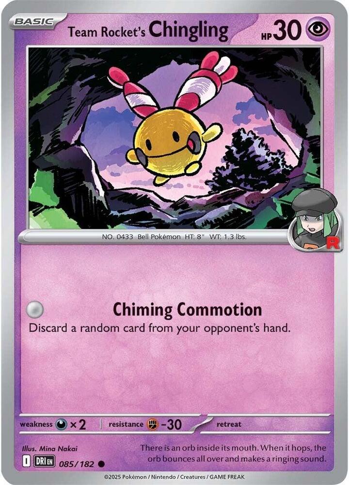 Team Rocket's Chingling 085/182 Common Destined Rivals Pokémon card