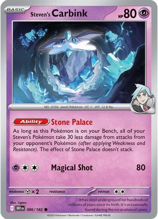 Steven's Carbink 086/182 Common Destined Rivals Pokémon card