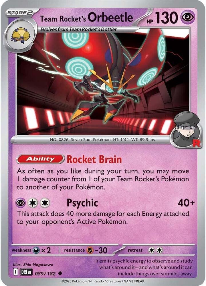 Team Rocket's Orbeetle - 089/182 089/182 Uncommon Destined Rivals Pokémon card