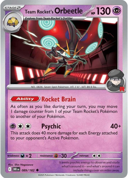 Team Rocket's Orbeetle - 089/182 089/182 Uncommon Destined Rivals Pokémon card