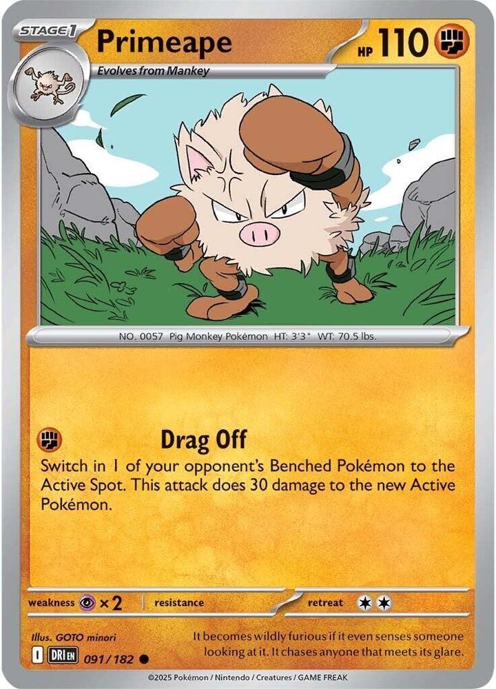 Primeape 091/182 Common Destined Rivals Pokémon card