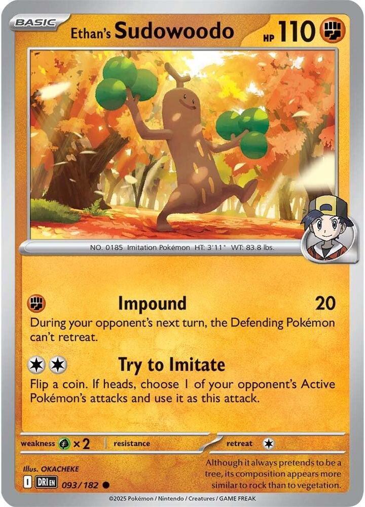 Ethan's Sudowoodo 093/182 Common Destined Rivals Pokémon card