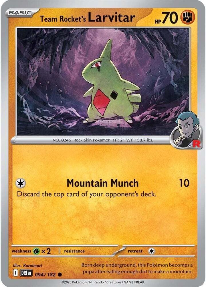 Team Rocket's Larvitar 094/182 Common Destined Rivals Pokémon card