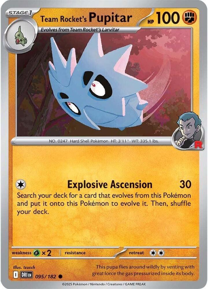 Team Rocket's Pupitar 095/182 Common Destined Rivals Pokémon card
