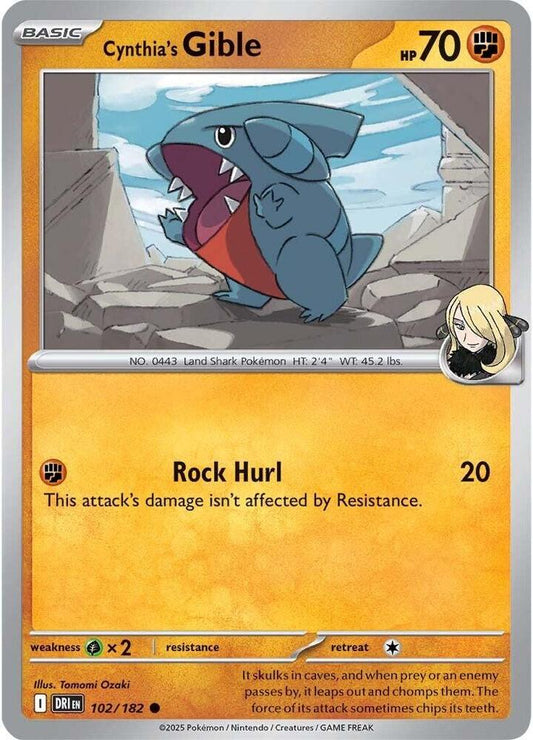 Cynthia's Gible 102/182 Common Destined Rivals Pokémon card