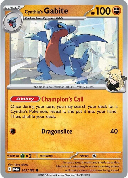 Cynthia's Gabite 103/182 Common Destined Rivals Pokémon card