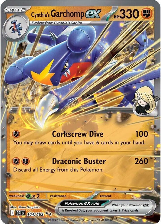 Cynthia's Garchomp ex - 104/182 104/182 Double Rare Destined Rivals Pokémon card