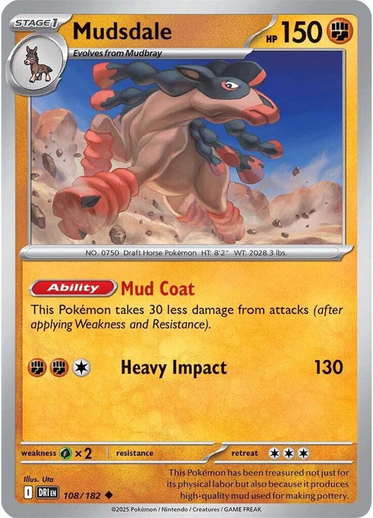 Mudsdale 108/182 Uncommon Destined Rivals Pokémon card