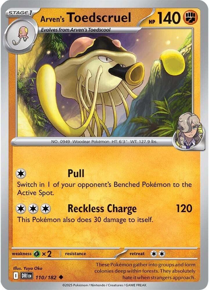 Arven's Toedscruel 110/182 Uncommon Destined Rivals Pokémon card