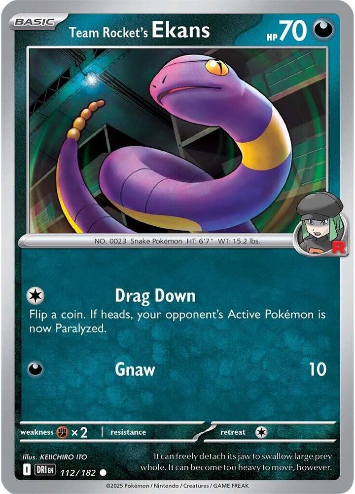 Team Rocket's Ekans 112/182 Common Destined Rivals Pokémon card