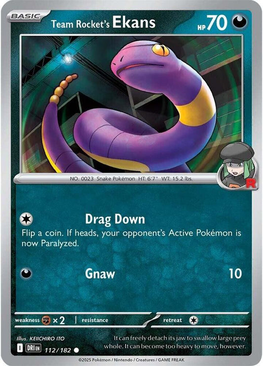 Team Rocket's Ekans 112/182 Common Destined Rivals Pokémon card