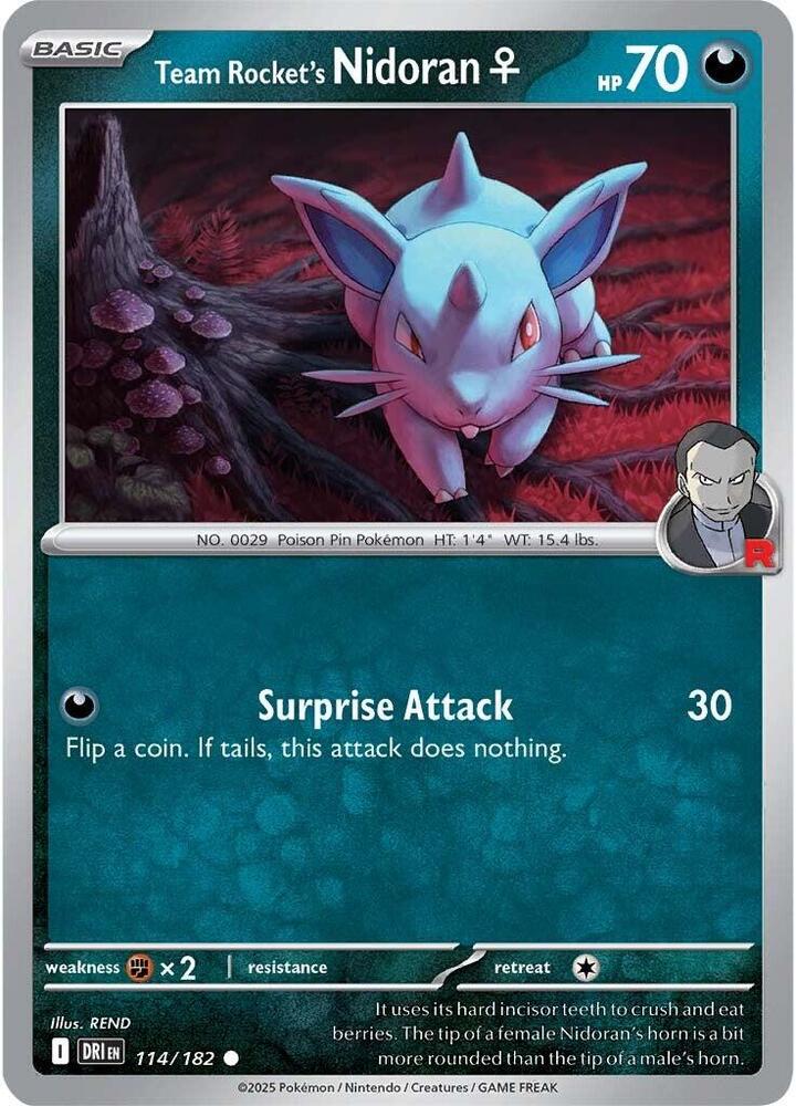 Team Rocket's Nidoran F 114/182 Common Destined Rivals Pokémon card