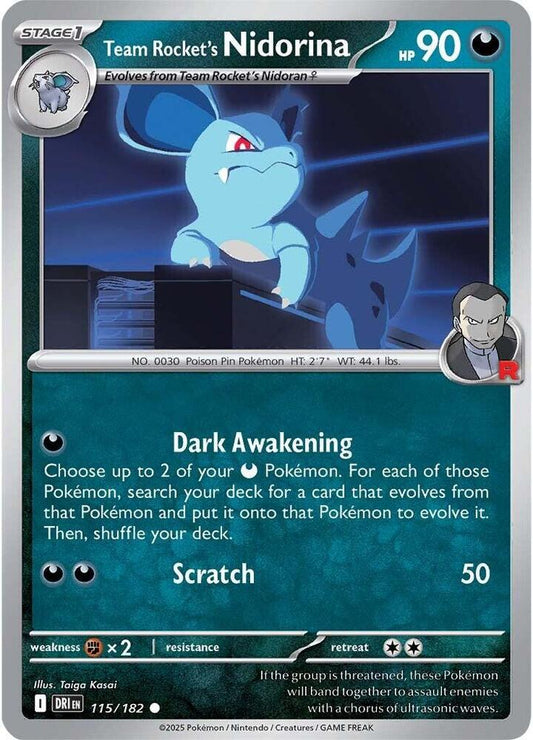 Team Rocket's Nidorina 115/182 Common Destined Rivals Pokémon card