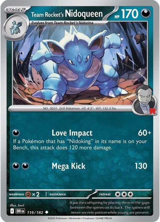 Team Rocket's Nidoqueen 116/182 Uncommon Destined Rivals Pokémon card