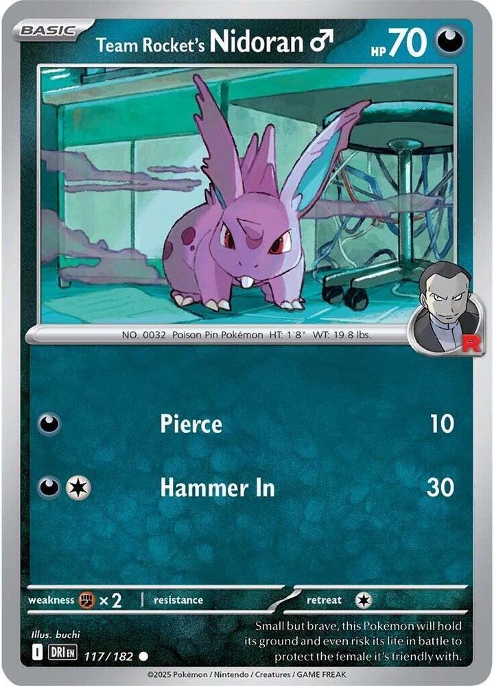 Team Rocket's Nidoran M 117/182 Common Destined Rivals Pokémon card