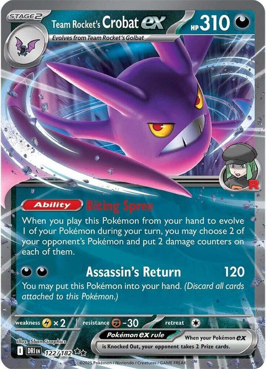 Team Rocket's Crobat ex - 122/182 122/182 Double Rare Destined Rivals Pokémon card