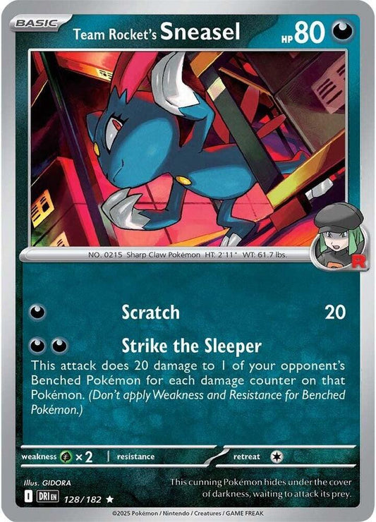 Team Rocket's Sneasel 128/182 Rare Destined Rivals Pokémon card