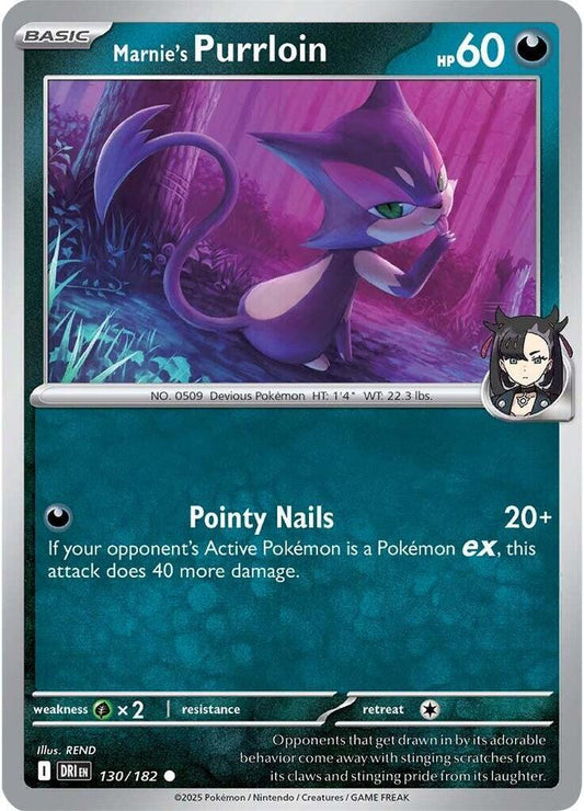 Marnie's Purrloin 130/182 Common Destined Rivals Pokémon card