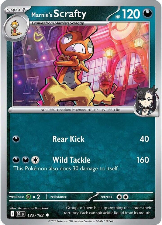 Marnie's Scrafty 133/182 Uncommon Destined Rivals Pokémon card