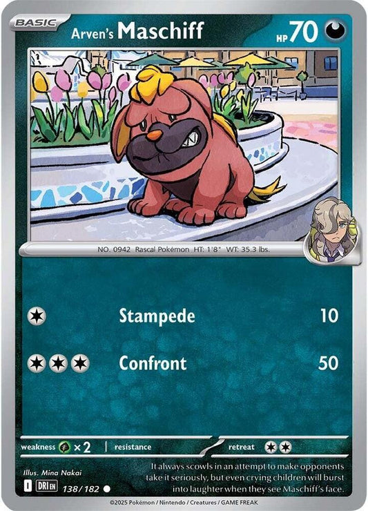 Arven's Maschiff 138/182 Common Destined Rivals Pokémon card