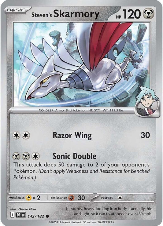 Steven's Skarmory 142/182 Common Destined Rivals Pokémon card