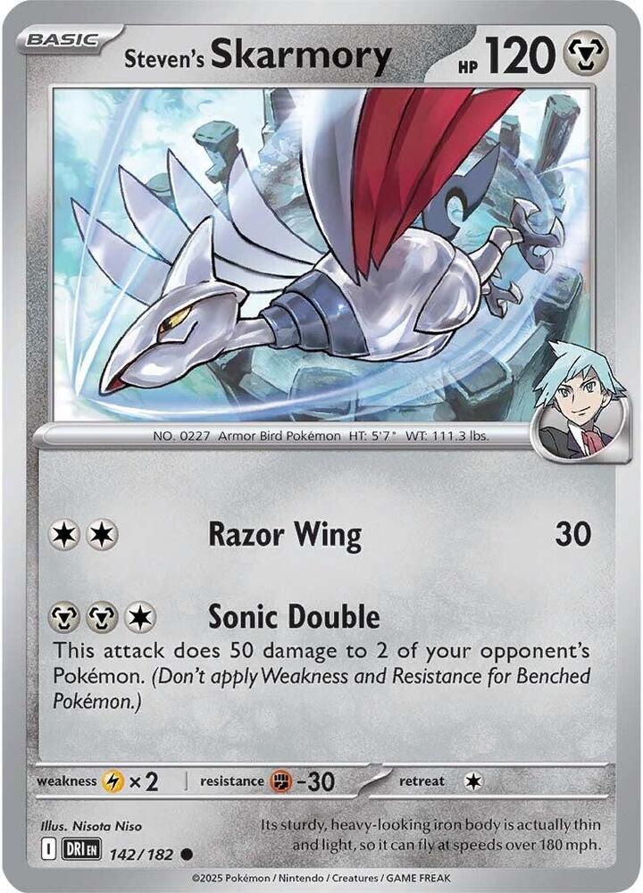 Steven's Skarmory 142/182 Common Destined Rivals Pokémon card