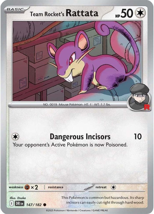 Team Rocket's Rattata 147/182 Common Destined Rivals Pokémon card