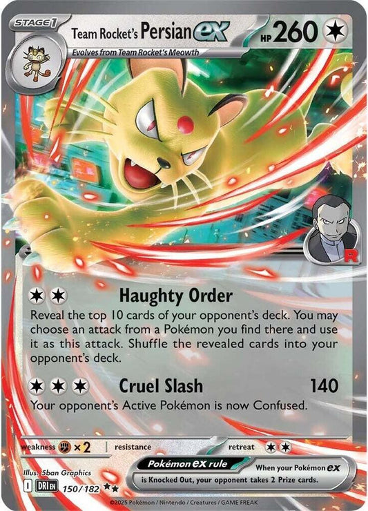 Team Rocket's Persian ex - 150/182 150/182 Double Rare Destined Rivals Pokémon card