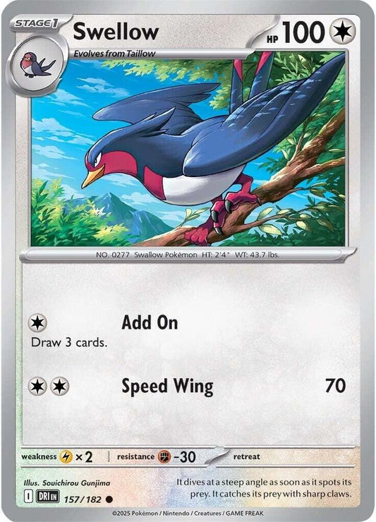 Swellow 157/182 Common Destined Rivals Pokémon card