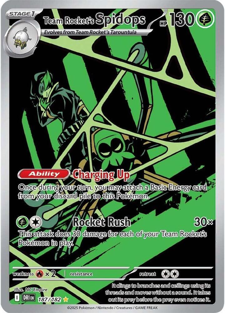 Team Rocket's Spidops - 187/182 187/182 Illustration Rare Destined Rivals Pokémon card
