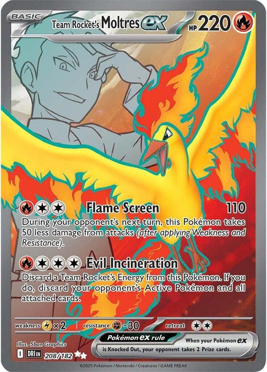 Team Rocket's Moltres ex - 208/182 208/182 Ultra Rare Destined Rivals Pokémon card