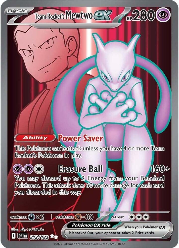 Team Rocket's Mewtwo ex - 213/182 213/182 Ultra Rare Destined Rivals Pokémon card