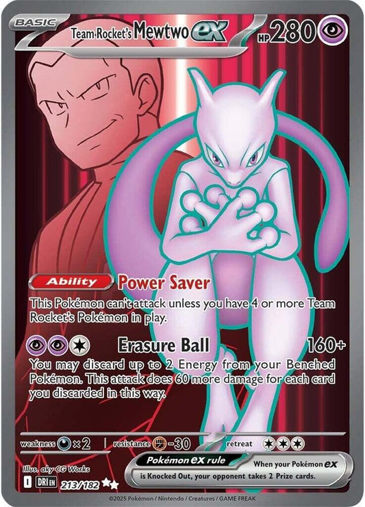 Team Rocket's Mewtwo ex - 213/182 213/182 Ultra Rare Destined Rivals Pokémon card