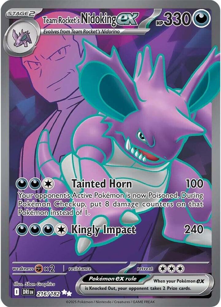 Team Rocket's Nidoking ex - 216/182 216/182 Ultra Rare Destined Rivals Pokémon card