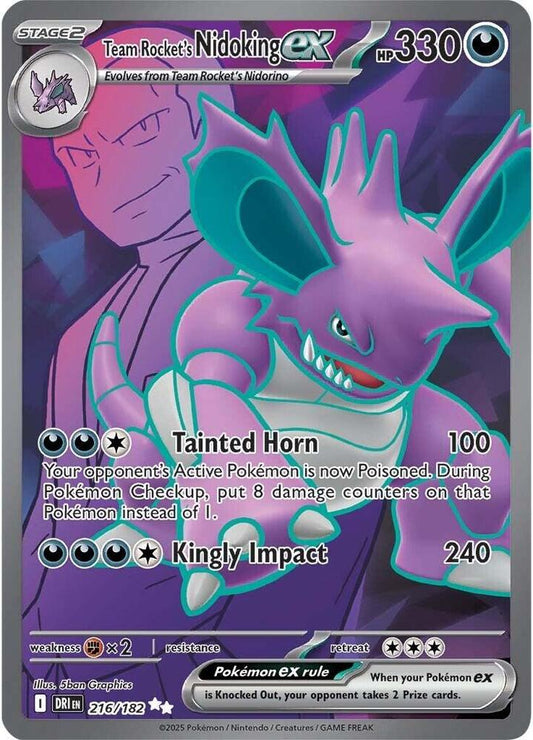 Team Rocket's Nidoking ex - 216/182 216/182 Ultra Rare Destined Rivals Pokémon card