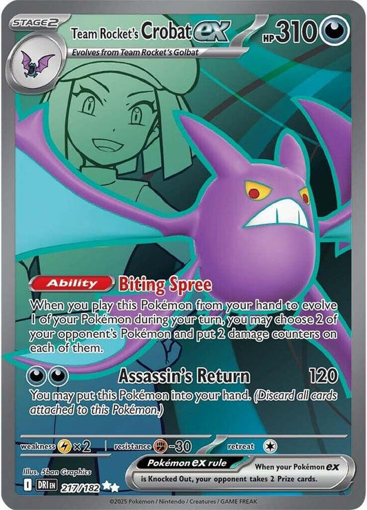 Team Rocket's Crobat ex - 217/182 217/182 Ultra Rare Destined Rivals Pokémon card